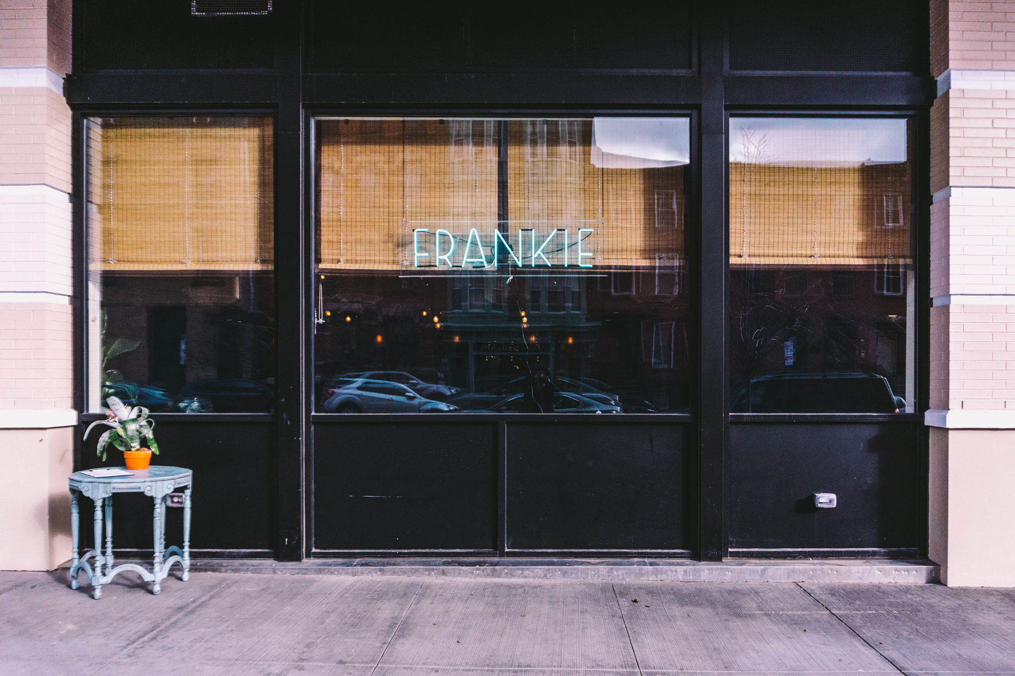 Neon signage at Frankie